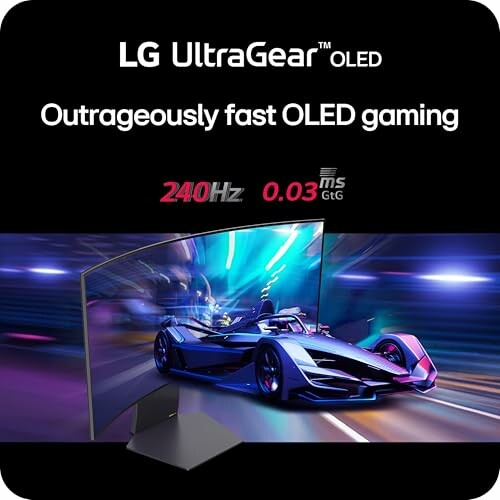 LG UltraGear OLED gaming monitor with fast performance, 240Hz and 0.03ms response time.