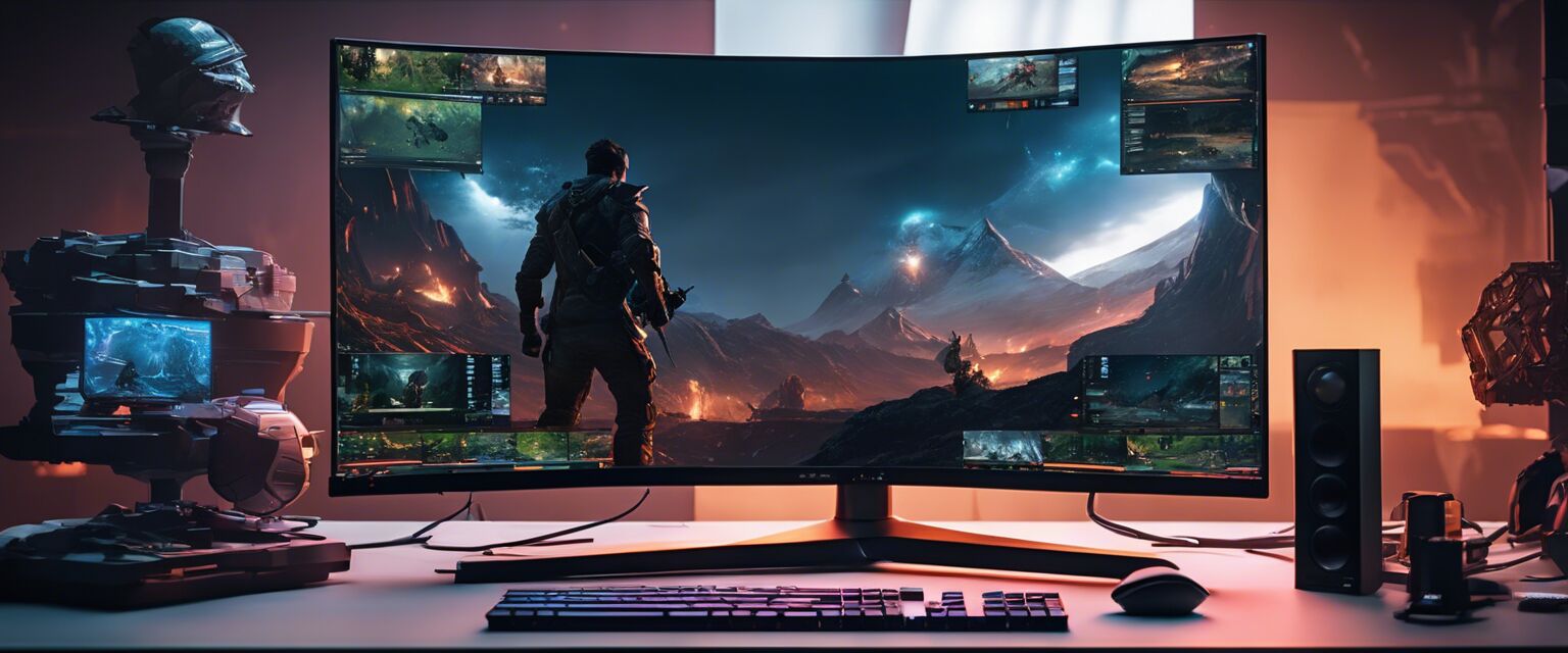 Gamer playing games on an OLED monitor