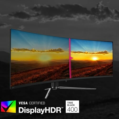 Curved monitor showcasing VESA certified DisplayHDR True Black 400